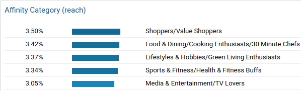 Google Analytics show stats on visitor interests