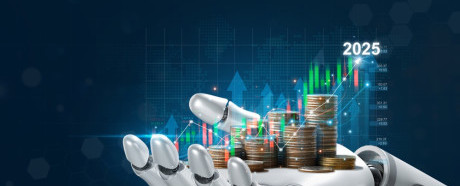 Robot hand holding coins representing an increase over 2025