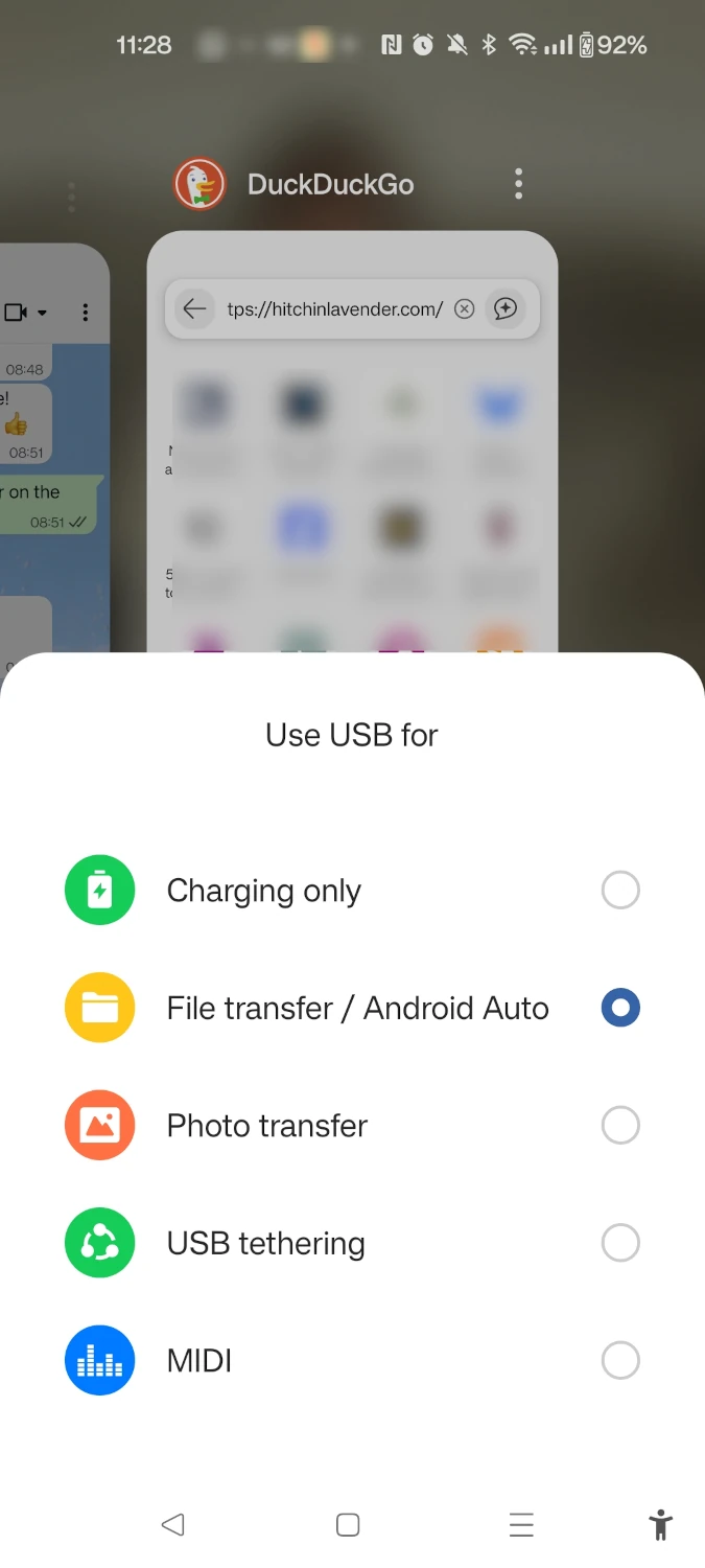 Options for charging or data transfer
