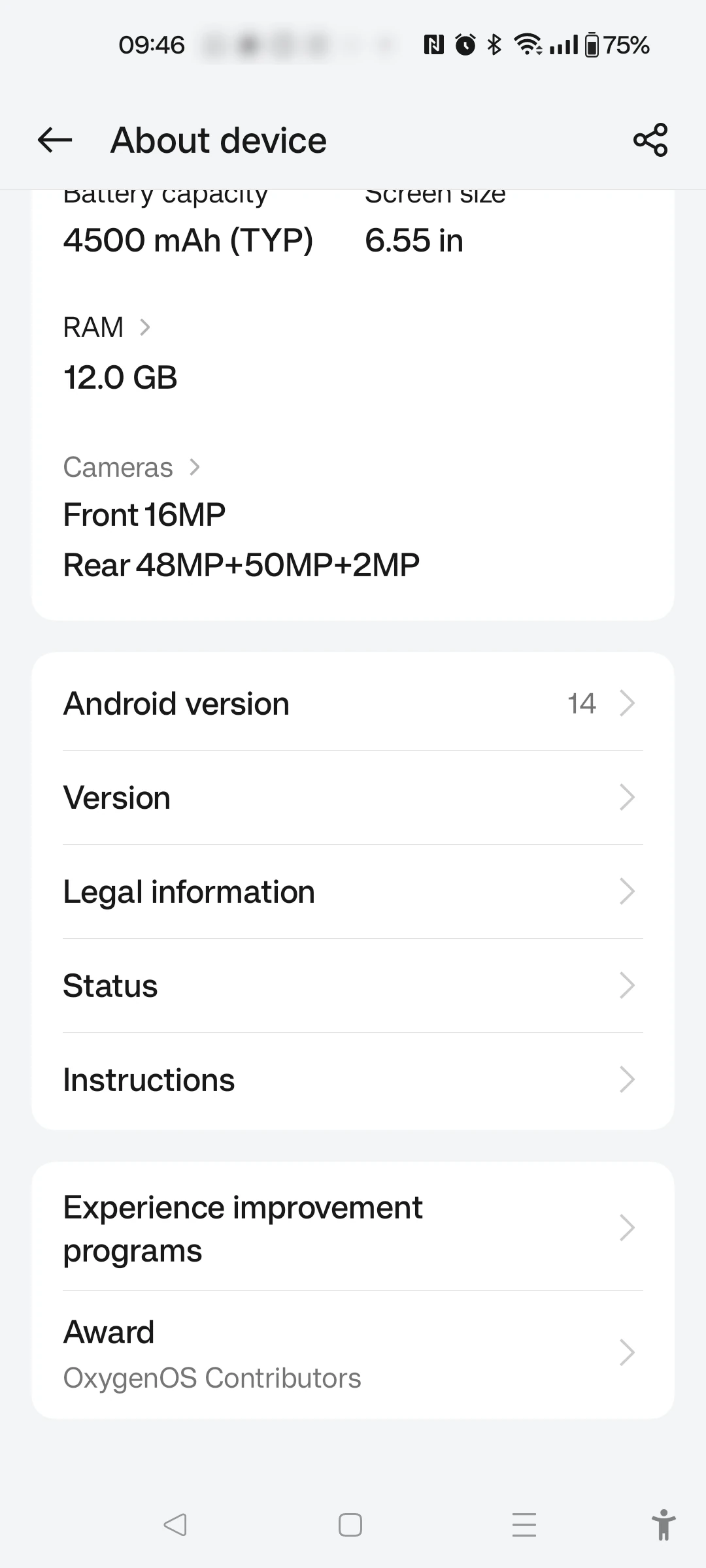 After clicking on About Device