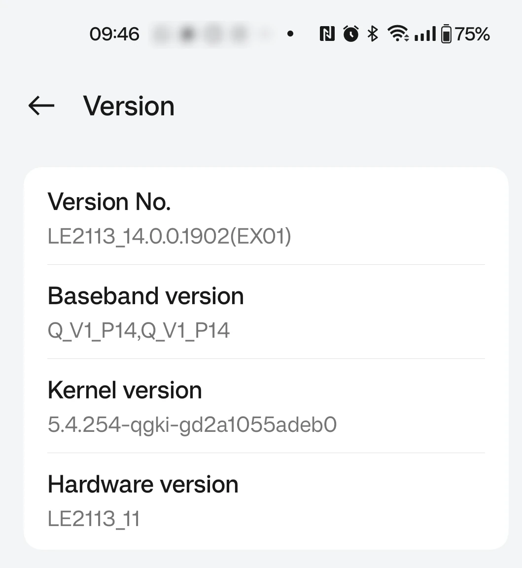 After clicking on Version