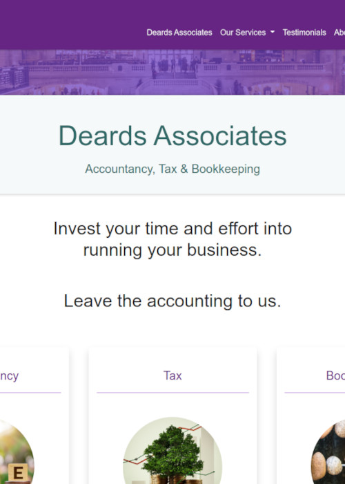 Screen grab of part of the Deards Associates homepage