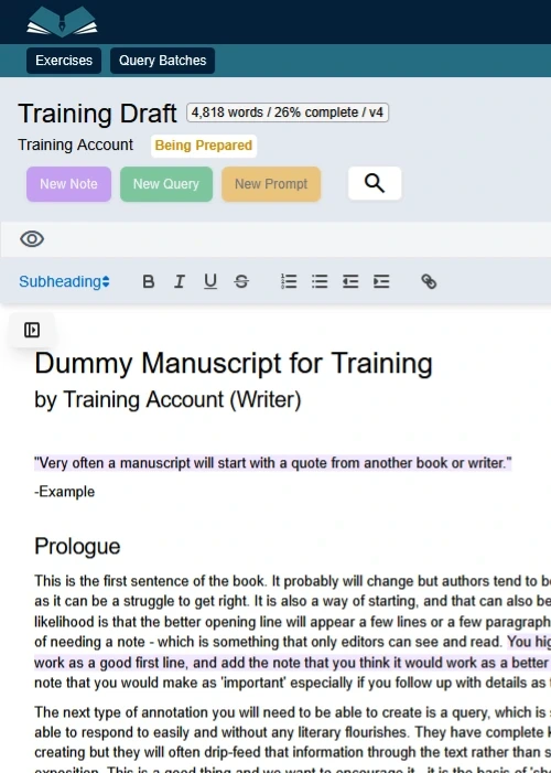 Screen grab of the editor window