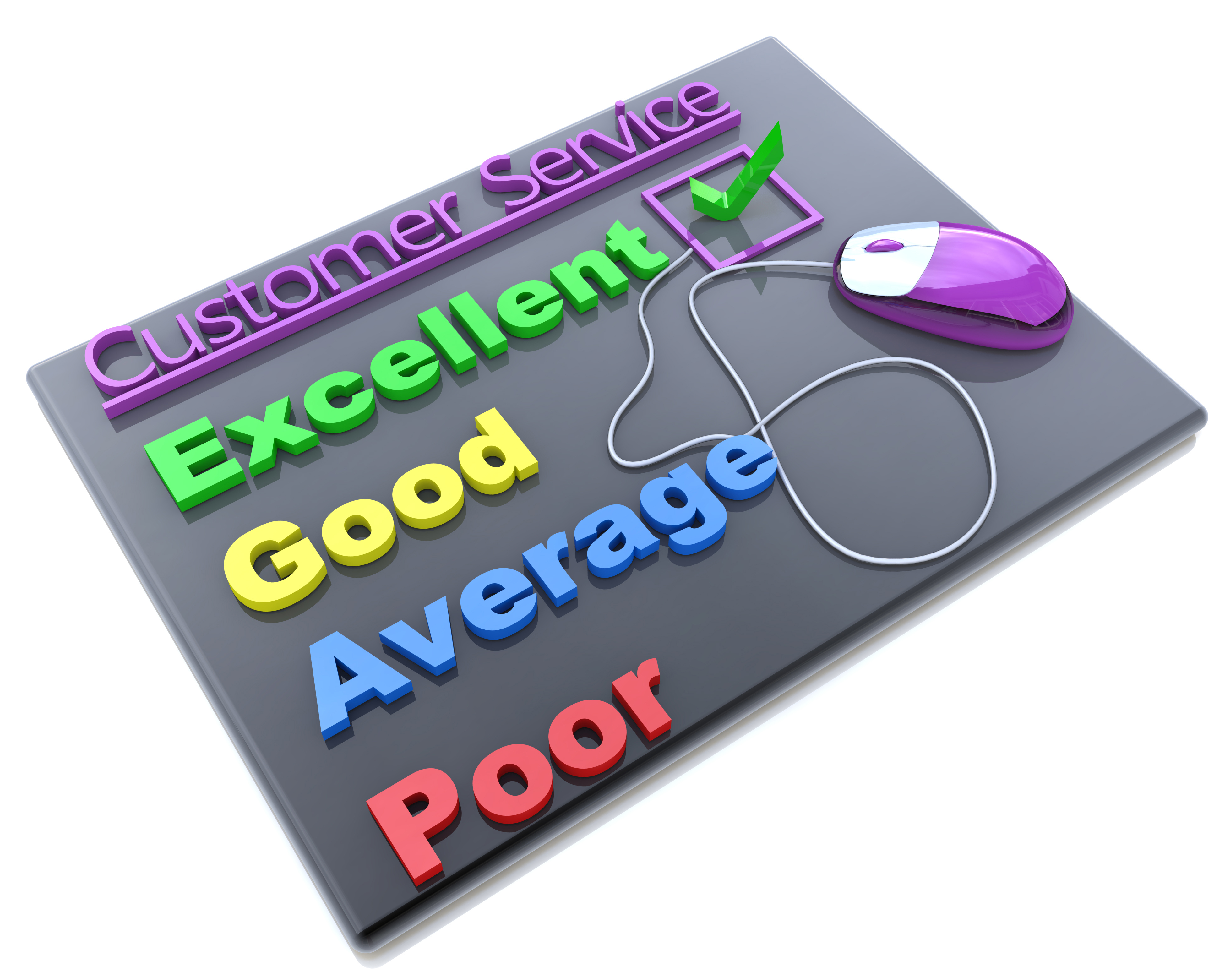 Graphic showing customer service metrics of excellent, good, average abd poor