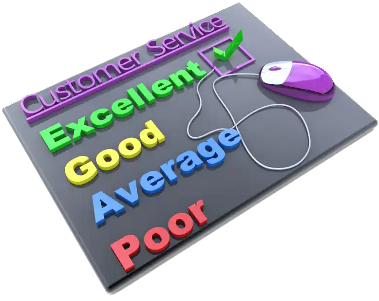 Graphic showing customer service metrics of excellent, good, average abd poor