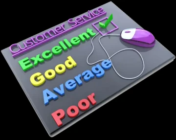 Graphic showing customer service metrics of excellent, good, average abd poor