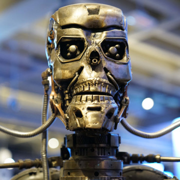 Close up of The Terminator's head