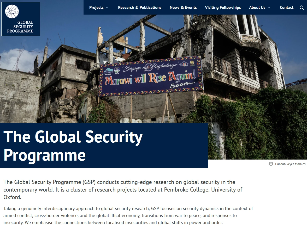 Global Security Programme Website Home Page