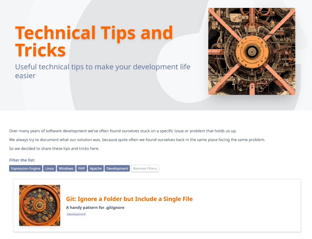 Detail from the Technical Tips and Tricks page