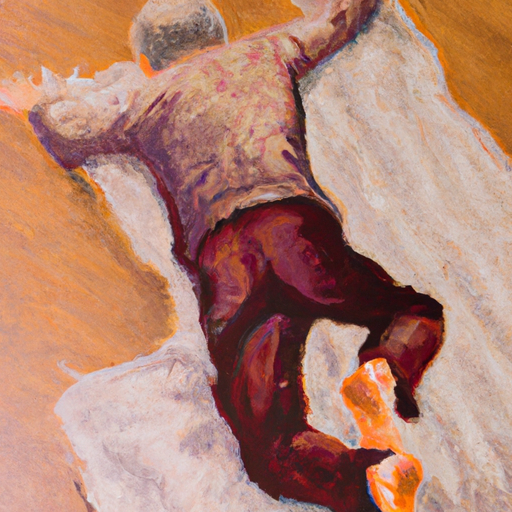 AI generated image of a man lying face down on the ground