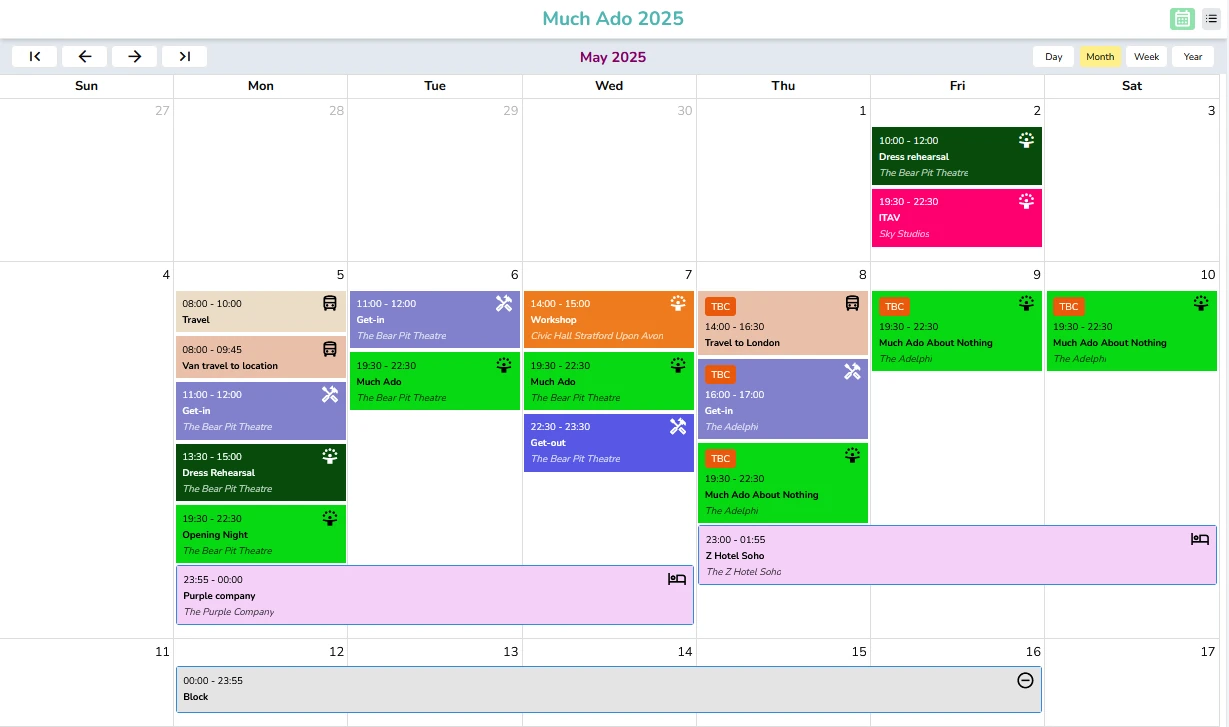StageSwift Calendar View