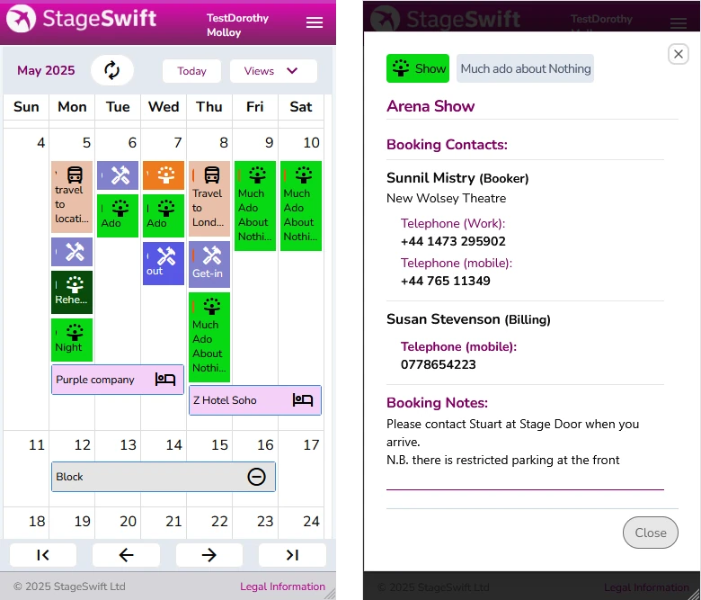 Calendar and event details show on a mobile phone