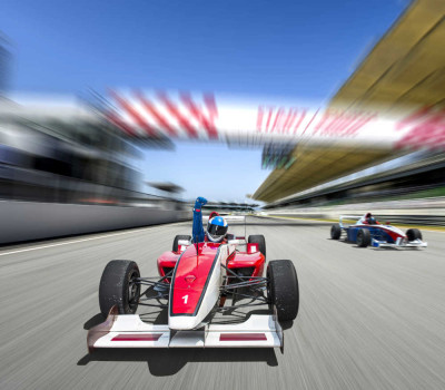 Image of Racing car at the finish line